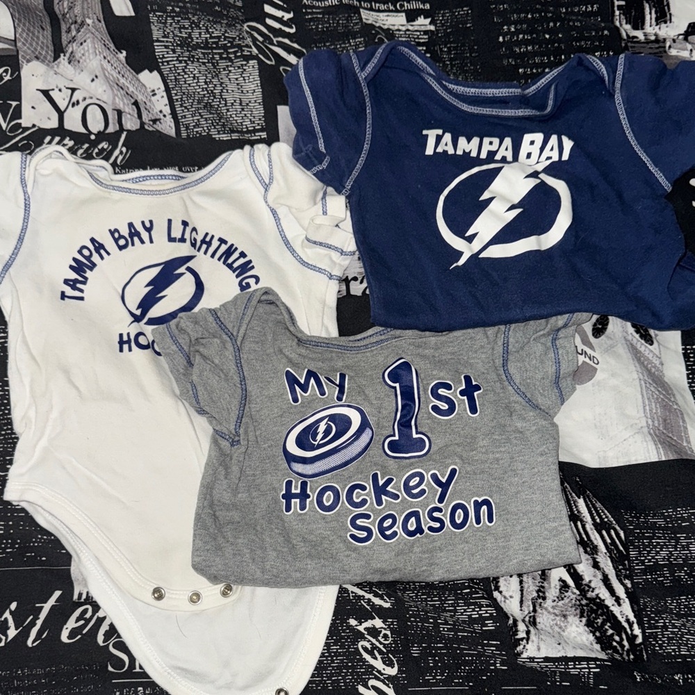 NHL Tampa Bay Lightning Kids Bodysuits - Blue, White, Gray